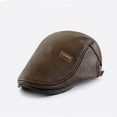 thumbnail image 2 of beishanbush Clothing 2025 Baseball Caps Leather Beret Men's Adjustable Newsboy Hat Beret Hat Driving Hat Cap Fashion Beret Hat Flat Cap Brown, 2 of 9