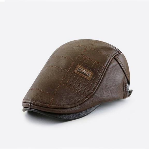 Newsboy Cap AURORADY Leather Beret Men's Adjustable Newsboy Hat Beret Hat Driving Hat Cap Fashion Beret Hat Flat Cap, Baseball Hats for Women Brown
