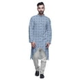 thumbnail image 1 of Atasi Button Down Asymmetrical Kurta For Men Printed Mandarin Long Sleeve Shirt, 1 of 5