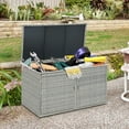 thumbnail image 1 of Gymax Coffre de Rangement en Rotin de 88 Gallons pour Terrasse Extérieure avec Siège, Tablette et Porte, 1 of 10