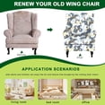 thumbnail image 4 of Wingback Chair Covers Pieces Stretch Printed Wing Back Chair Cover Sofa Slipcover Washable Wingback Armchair Slipcovers Furniture Protector with Elastic Bottom for Wingback Chairs, 4 of 7