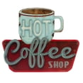 thumbnail image 1 of Hot Coffee Shop Embossed Metal Sign - Vintage Diner Coffee Sign For Kitchen Office Or Coffee Bar, 1 of 10