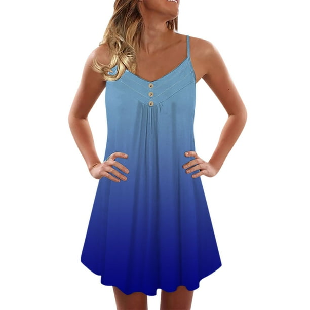 Elegantes vestidos de mujer Verano Impresión Casual Con cuello en V Sin mangas Mini vestido de vacaciones OAVQHLG3B Store lin121212