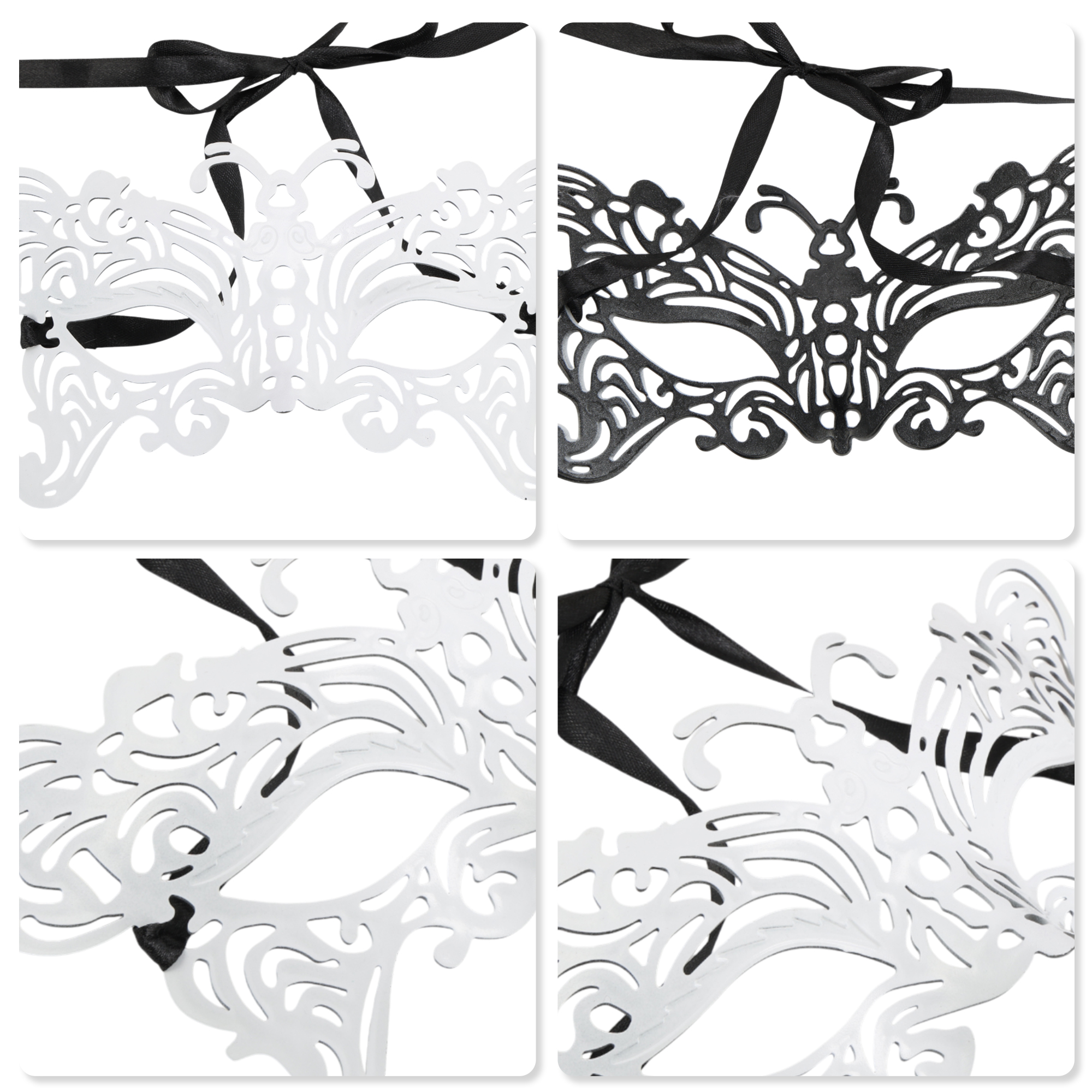 Unique Bargains 1 Pack Elegant Half-face Party Mask White Pattern 2