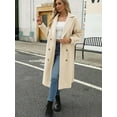 thumbnail image 5 of Lapel Collar Double Breasted Women's Winter Elegant Coats Long Notched Pea Coat, 5 of 8