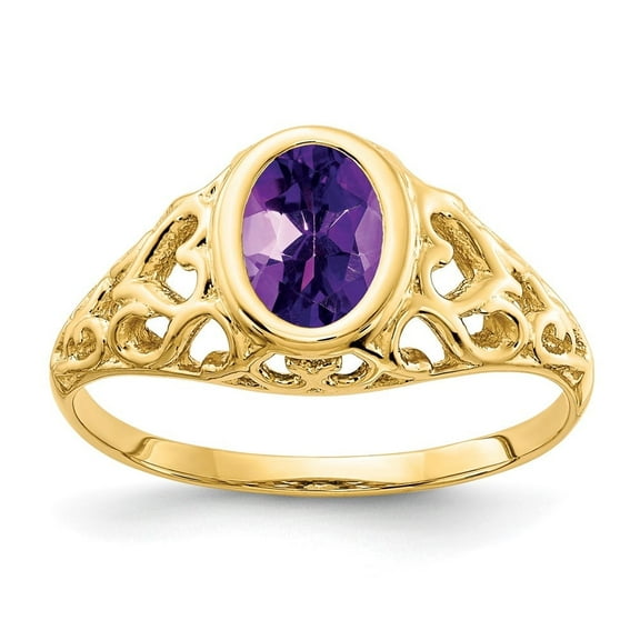 Auriga Fine Jewelry 14K Yellow Gold 7x5mm Oval Amethyst Ring for Women Size 6