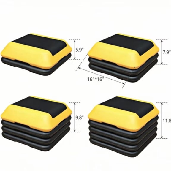 Height-Adjustable Step Aerobics Platform Fitness Equipment Stepper Trainer Exercise Step Platform with 4 Riser