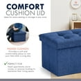 thumbnail image 5 of Ornavo Home 2 Pack Small Storage Ottoman Foldable Collapsible Rectangle Linen Ottoman Foot Rest Stool Seat, for Living Room, Bedroom, Home Office, Dorm - 12 x 16 x 12, Linen Navy Blue, 5 of 7