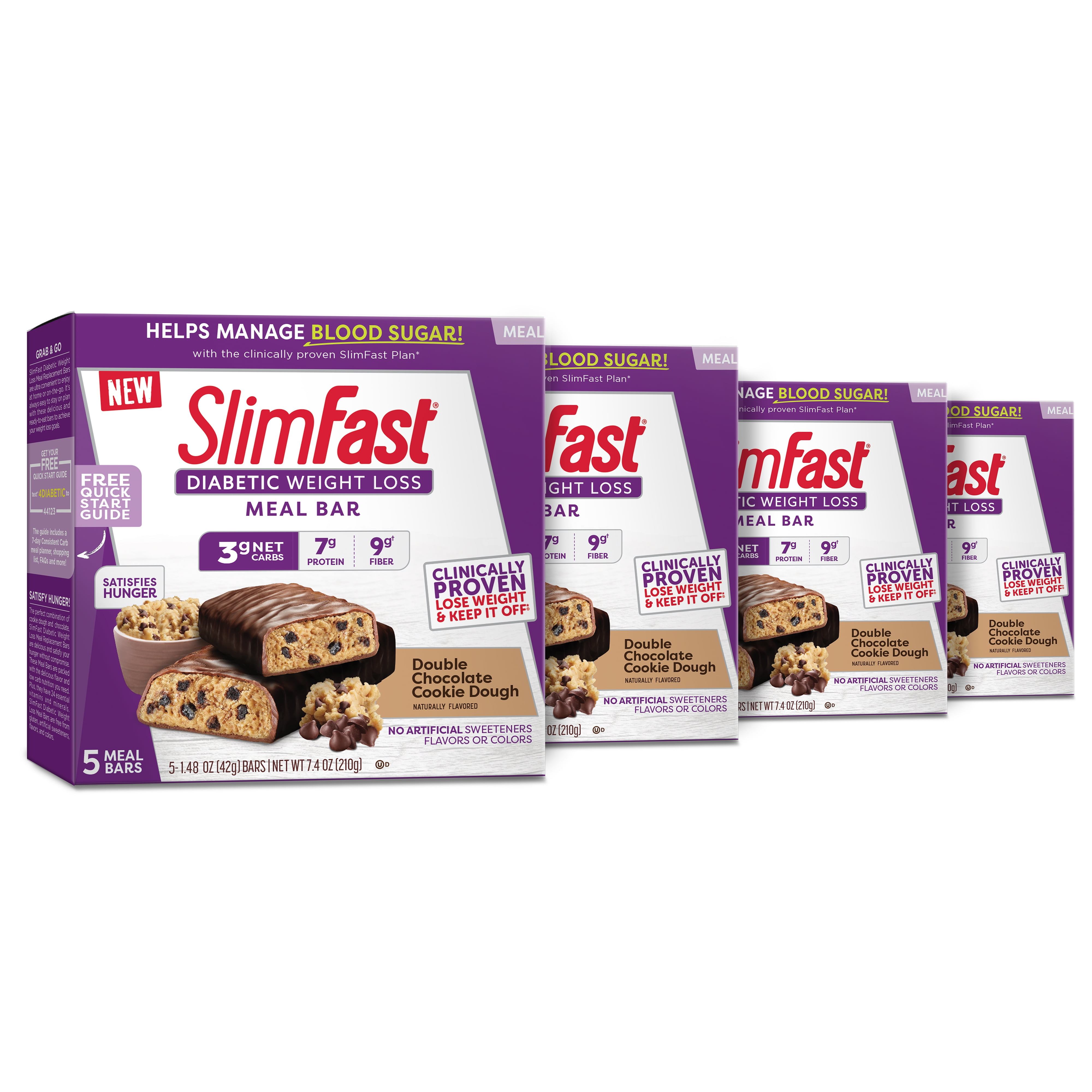SlimFast Diabetic Weight Loss Meal Replacement Bar, Double Chocolate