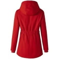 thumbnail image 4 of Women's Plus Size Plush Jacket - Casual Solid Color Hooded with Drawstring, Red, XXL, 4 of 6
