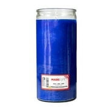 MagicLight Religious Candles 44 oz - Clear Glass Jar, Unscented Blue Wax