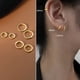 thumbnail image 2 of Pendientes de aro pequeños geométricos para mujer, accesorios de joyería de fiesta, Plata de Ley 925, oro, Hip-Hop, Punk francés auténtico, 2 of 2