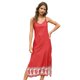 thumbnail image 4 of Vestido de estampado floral de verano sexy para mujer Vestido de fiesta bohemio con cuello en V sin Abanopi Rojo/XL, 4 of 7