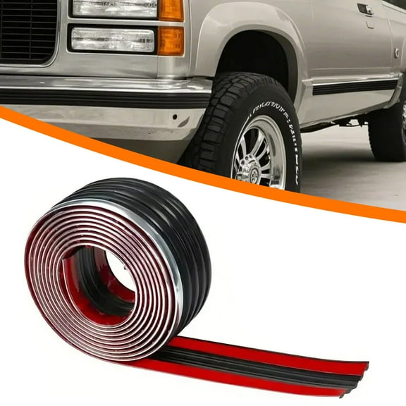 Telimocy 236'' Body Side Molding Belt Exterior Protector For 1990-2024 Ford F-150 F-250 F-350 Black & Chrome Body Side Trim Molding Strip
