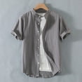 thumbnail image 4 of MIXUE Mens Casual Button Down Shirts Solid Color Lapel Summer Stank Short Sleeve Shirt Tops Outwear,Gray,XXL, 4 of 4