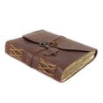 thumbnail image 1 of Aakriti Leather Journal Refillable Paper Handmade Notebook Cotton lined Diary For Women Men Vintage Key Closure Leather Sketchbook 200 pages (8x6, Vintage Paper(Distress Brown)), 1 of 1