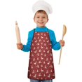thumbnail image 2 of Red Christmas Deer and Tree Pattern Kids Aprons for Girls and Boys,Adjustable Neck Strap Toddler Aprons for Kids Cooking Baking, 2 of 7