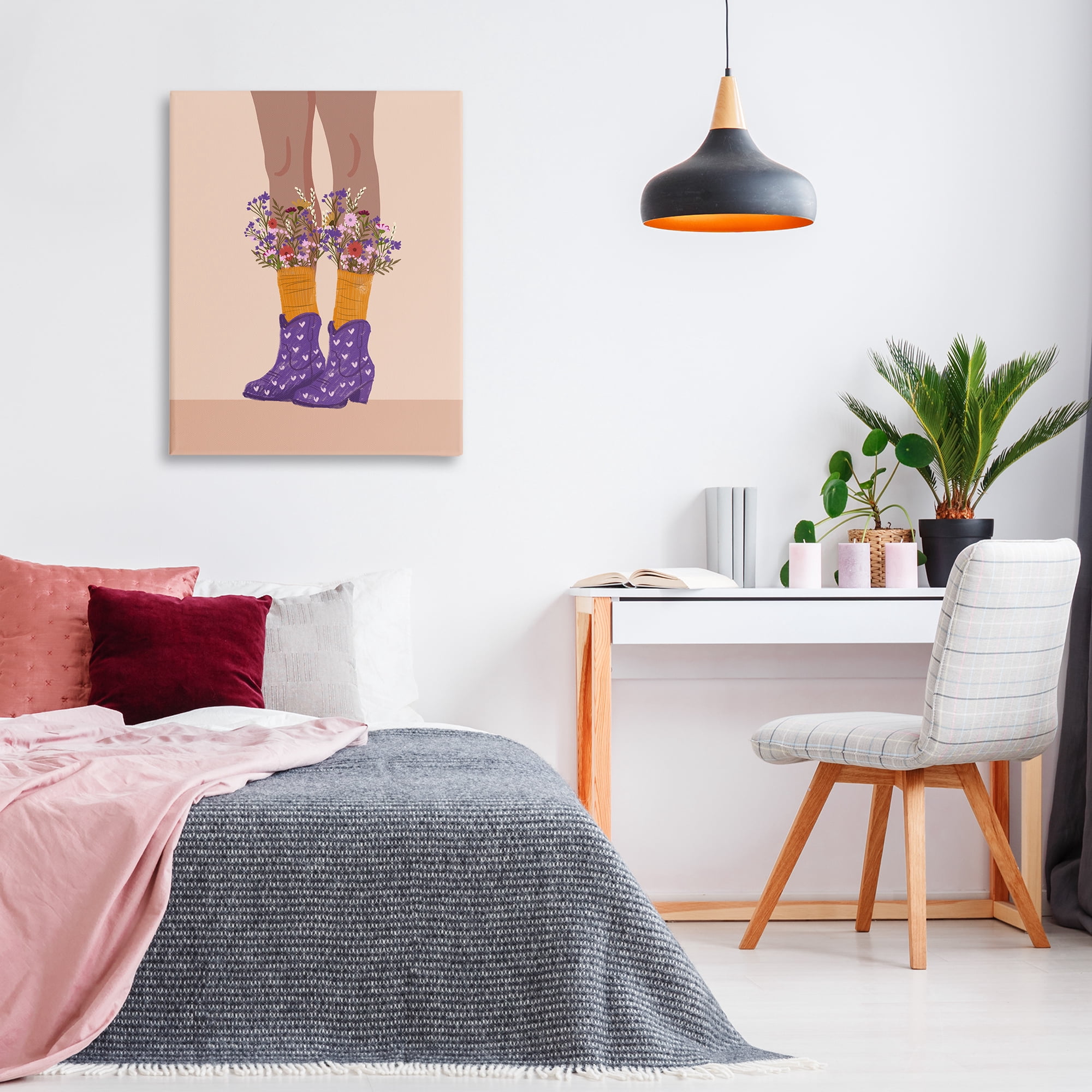 Stupell Industries Wildflower Fashion Illustration Novelty Painting Gallery Wrapped Canvas Art Print Wall Art, 30 x 40