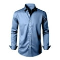 thumbnail image 6 of LOVZFMLL Men's Shirts, Satin Solid Button-Down Shirt, Cozy Fashion for Business Party Club, V-Neck Relaxed Fit Long Sleeve Fall Clothes, 6 of 9