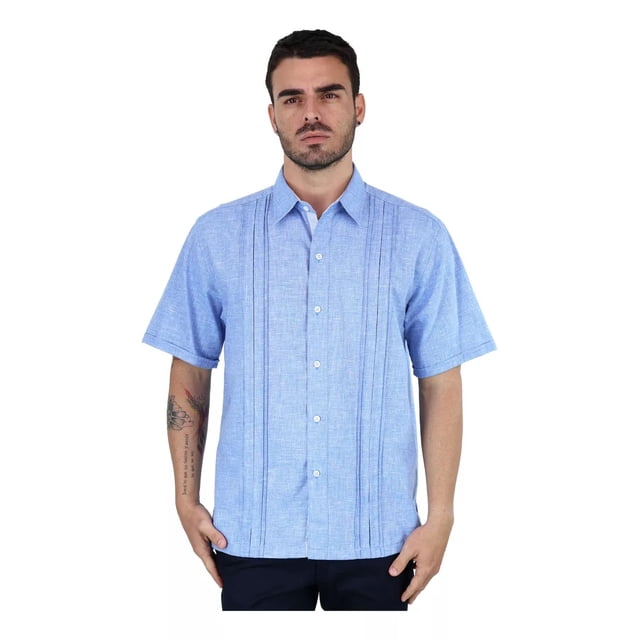 Camisas Con Look De Lino De Manga Corta Estilo Guayabera