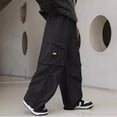 thumbnail image 2 of RMGVDSD Boys Cargo Pants Casual Pants Wide Leg Baggy Cargo Pants Trendy Loose Fit Cargo Trousers Comfortable Elastic Waist Kids Pants 4-5 Years/Black, 2 of 6