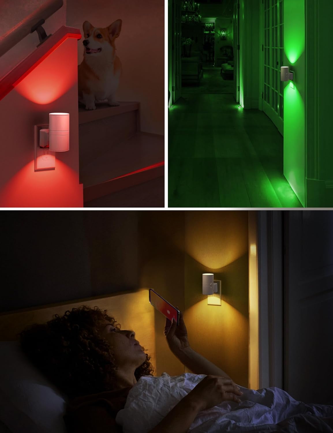 BIBEARBIBEAR Night Light, Night Lights Plug into Wall, Color Changing Nightlight RGB with Light Sensor, Home Decor for Gifts Holiday, Hallway Bedroom Kids Room, Christmas Halloween, 2 Pack