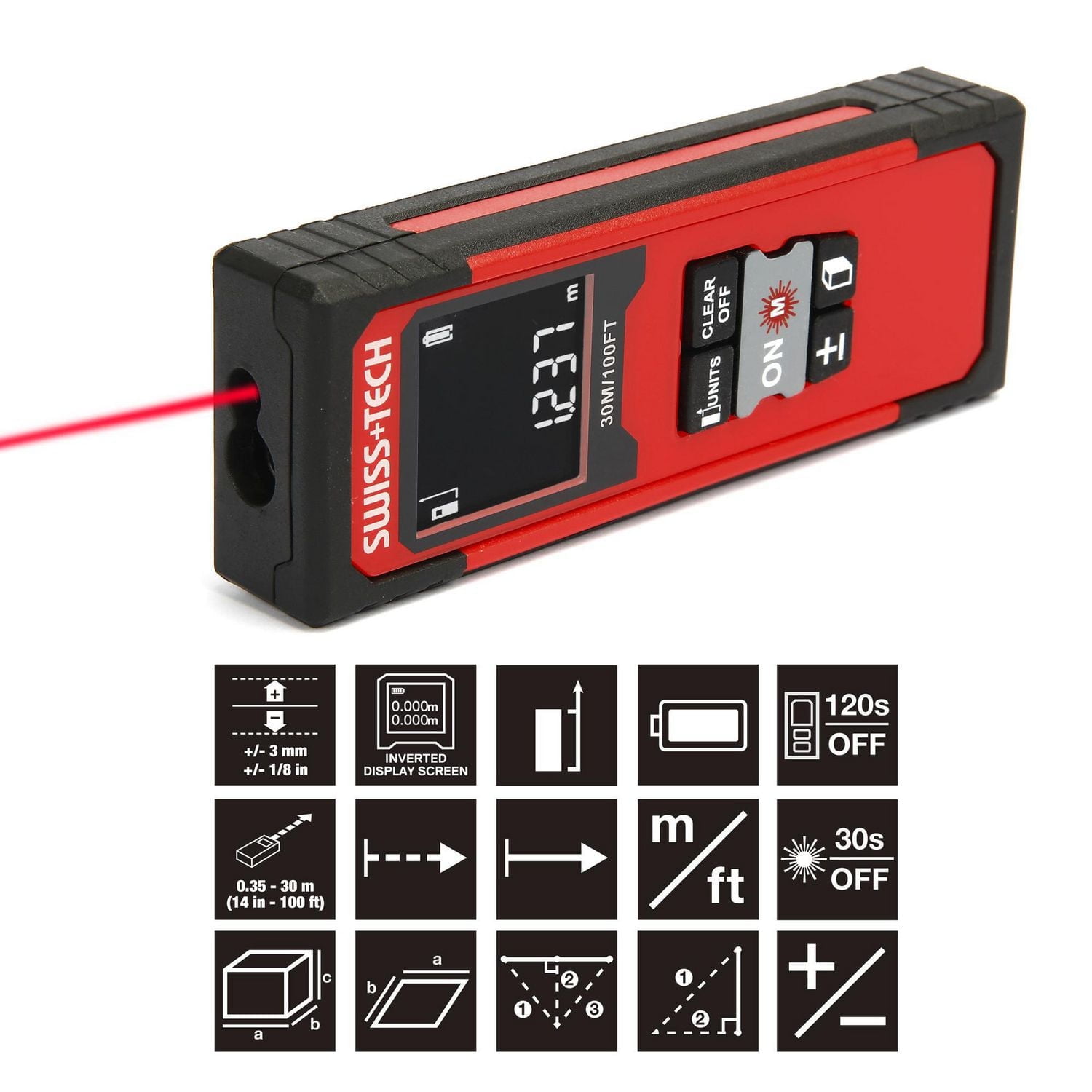 Swiss Tech 100ft/30m Laser Measure
