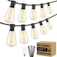 thumbnail image 1 of JUNWELL [Dimmable String Lights] Dimmable 60FT 120FT 200FT LED Outdoor String Lights | Patio Lights With 52 Shatterproof ST38 Edison Bulbs  2700k Connectable Lights String  Outside Hangin, 1 of 6