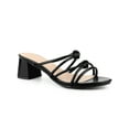 thumbnail image 1 of BLISSFUL STEP Pointed Toe Double Knotted Block Heel Slide Sandals for Women Black (Size 8), 1 of 4