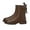 Brown, variant on Fesfesfes New Women's Fashion Soft Faux-Leather Tendon Soft Soles Flat Heel Soles Round Toe Winter Boots Mid Calf Boots For Women 4.5(35)