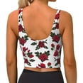 thumbnail image 3 of Haiem Rose Flowers Pattern Womens Sports Bra - U Neck Padded Low Impact Yoga Bra Workout Crop Top Gym Moisture-Wicking Workout Vest -Small, 3 of 9