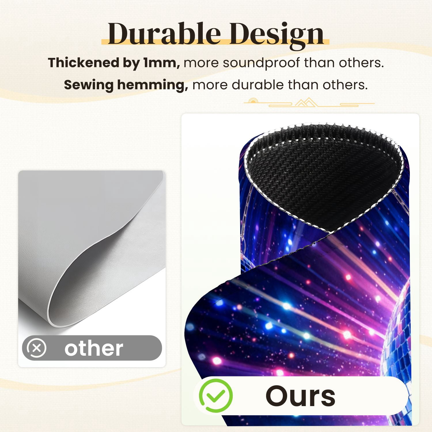 Mahjong Mat 31.5" x 31.5" Disco Ball Colorful Lights Reflections Non-Slip Noise Reduction Mahjong Tiles Table Cover for Dominoes Poker Card Board and Tile Games
