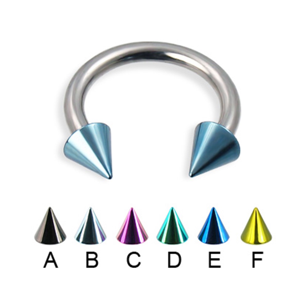 Colored Cone Circular Barbell, 12 Ga,1/2" (13Mm),Green D