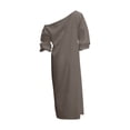 thumbnail image 4 of Dvprdro Womens Summer Party Maxi Dress Off Shoulder 3/4 Sleeve Bodycon Solid Ruched, 4 of 9