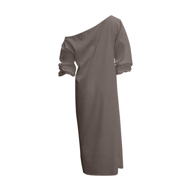 one shoulder dolman sleeve dress CHUMUD Summer Dresses for Women One Shoulder Dolman Sleeve Maxi Dress, Casual Cocktail Wedding Guest Dress Travel Outfits