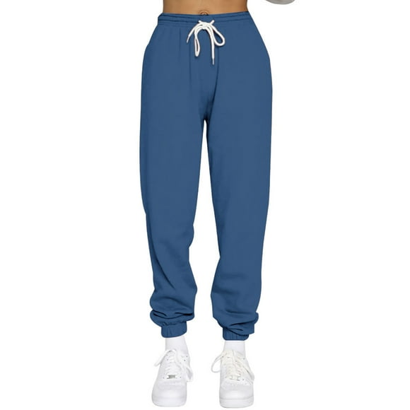Avamo Pantalons de Sport Pantalons de Survêtement Couleur Unie Jambes Coniques Pantalons de Jogging Denim Bleu XL
