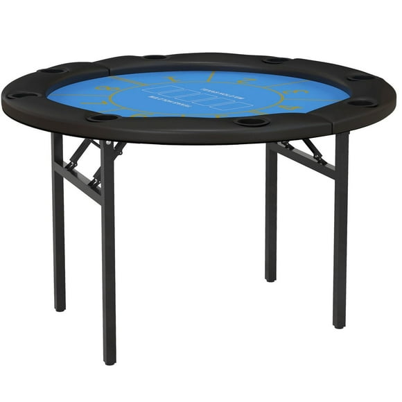 Soozier 47" Table de poker pliable Table de jeu Blackjack 8 joueurs, noir