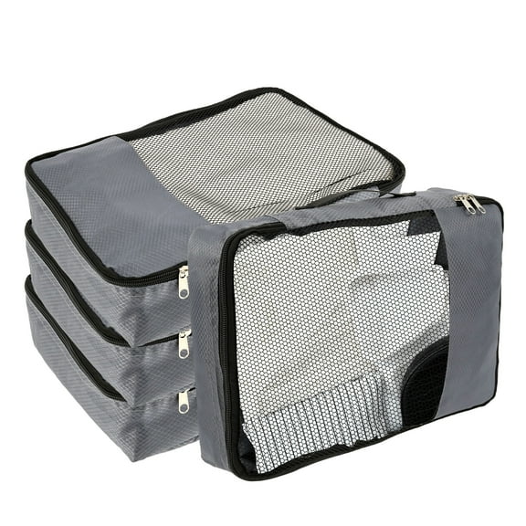 4 Pcs Space Saving Packing Cube Oxford Cloth Travel Organizer Set with Zipper Mesh Top Travel Storage Bag for Suitcase Duffel Bag Backpack