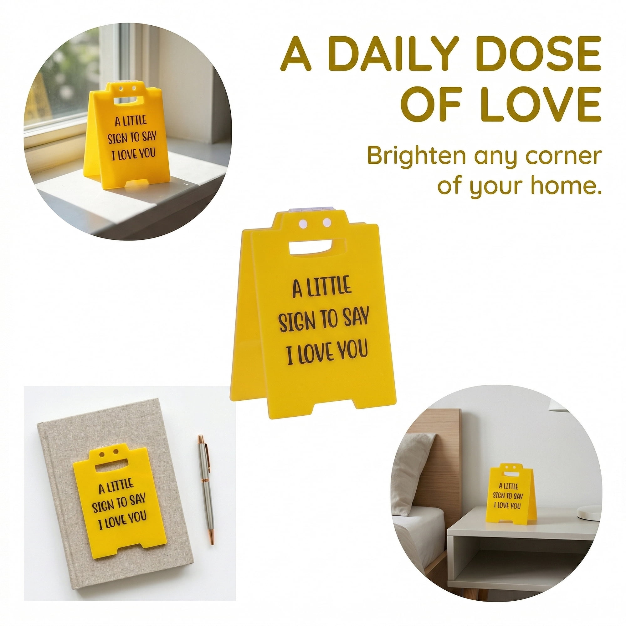 Unique Bargains Extra Stable Acrylic Desk Sign Gift Keepsake Block Yellow Style A 5.0in
