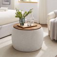 thumbnail image 1 of Perla Ottoman de Rangement en Tissu Rembourré Ivoire, 1 of 10