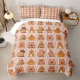 thumbnail image 2 of Manfei Cute Daily Capybara Print Quilt Full,Cartoon Animals Full Bedspread Sets,Brown,3pcs, 2 of 7