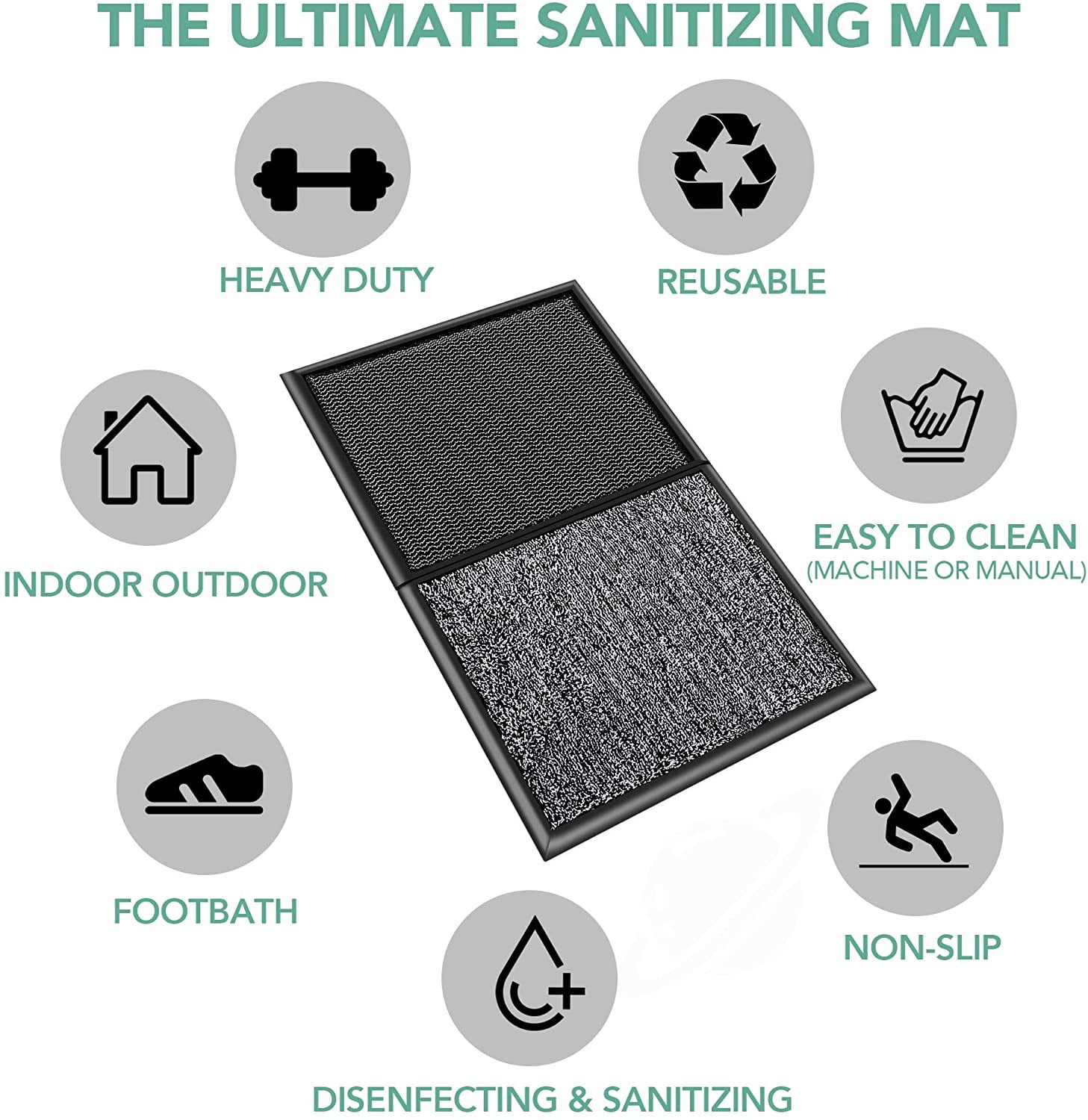 NoTrax 24 x 24 Drying Mat for 2-Zone Shoe Sanitizer Mat, Pack of 2