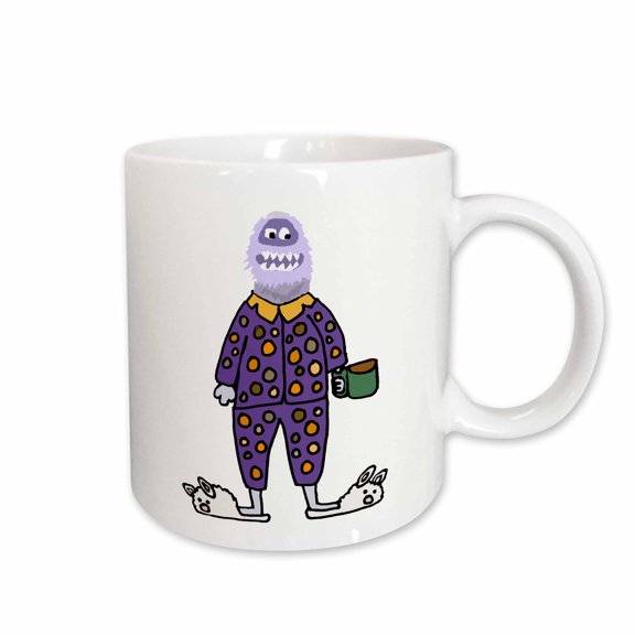3drose, Cute Funny Abominable Snowman in Polka Dot Pajamas, 11oz Mug