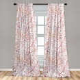 thumbnail image 2 of Floral Window Curtains, Watercolor Minimal Leaves and Branches Paint Splash Look Dots Print, Lightweight Decor 2-Panel Set with Rod Pocket, Pair of - 28"x95", Pink Burnt Sienna and Blue, by Ambesonne, 2 of 3