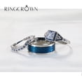 thumbnail image 6 of Adjustable size Wedding Ring Sets His And Hers Couples Women Blue Diamond Moissanite Sterling Silver Man Titanium Wedding Bands, 6 of 8