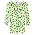 thumbnail image 3 of RXMEKW T-Shirt de la Saint-Patrick pour Femmes, Manches 3/4 Coupe Ample Décontractée avec Imprimé de Vacances, Col Rond, 3 of 6