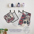 thumbnail image 5 of Skull and Flowers 5 Pcs Kitchen Set Heat Resistant Oven Mitts and Non-Slip Pot Holders with Adjustable Cooking Apron, 5 of 6