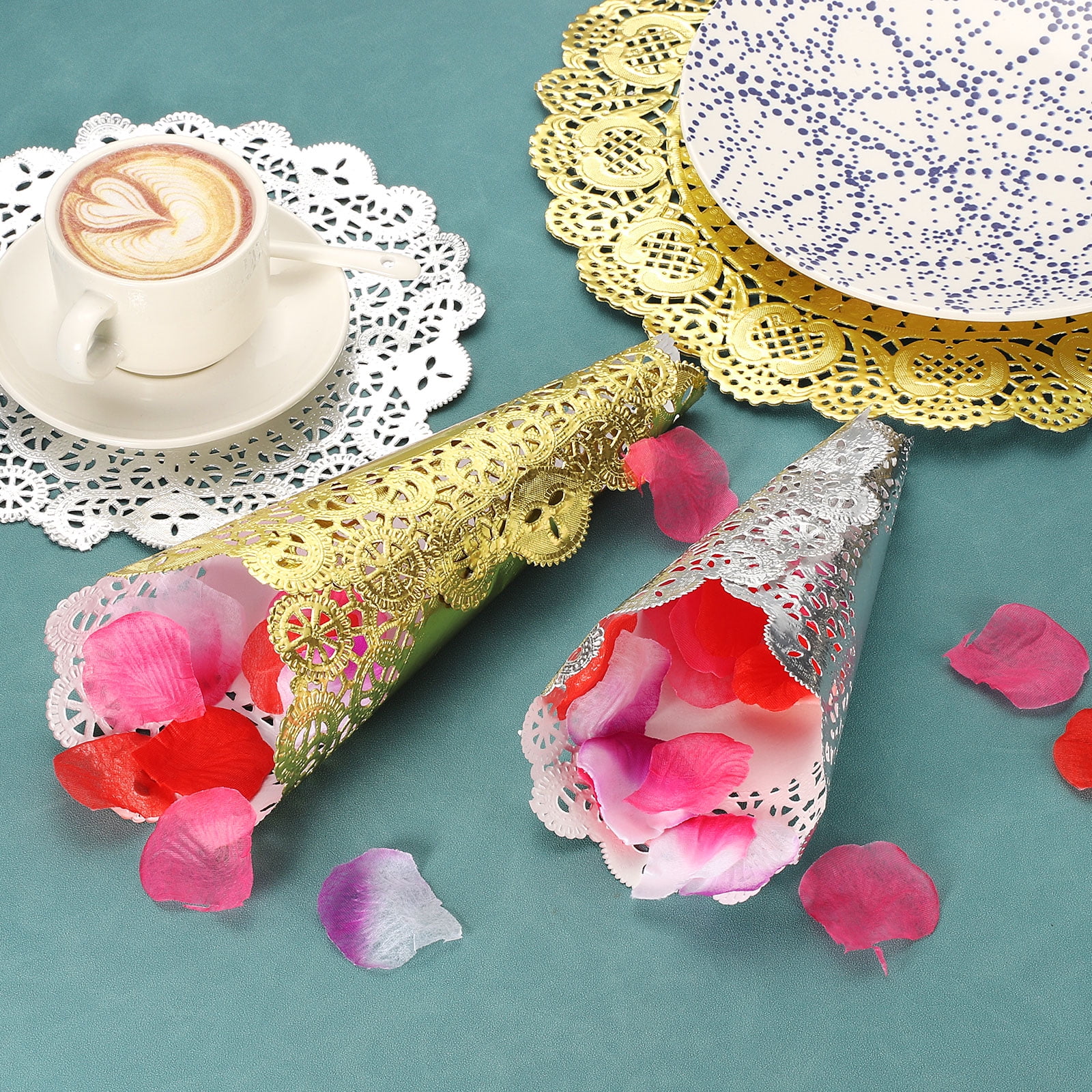 Unique Bargains 100 Pcs Round Paper Doilies 3.5 Inch Disposable Lace Doilies for Food