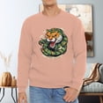 thumbnail image 3 of Men's 330g 100% Cotton Ttiger Head  Pattern Dropped Shoulder Crew Neck Sweatshirt, 3 of 15