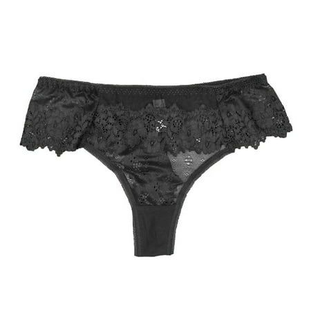 

COBKK Womens Underwear Elastic Free Women Sexy Lace Underwear Lingerie Thongs Panties Ladies Hollow Out Underpants Underwear Women Elastic Black S